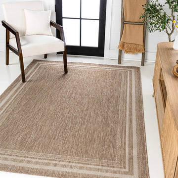 Lido Traditional Casual Pinstripe Border Area Rug